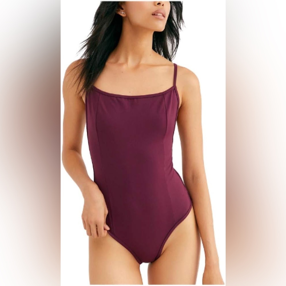 FREE PEOPLE Plum Lila Square Neck Bodysuit Size Small